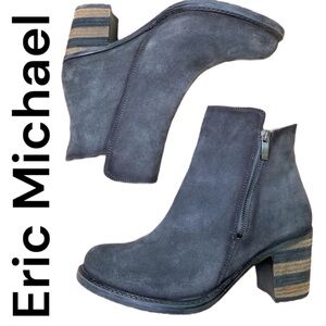Eric Michael-gorgeous charcoal gray suede leather side zip boot size 9. EUC!